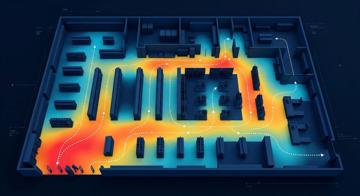 Mapa de calor con IA mostrando las zonas de mayor tráfico de clientes dentro de una tienda